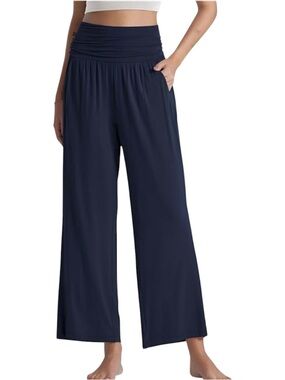 ODODOS Wide Leg Palazzo Lounge Pants Pockets Stretch Knit Jersey Casual